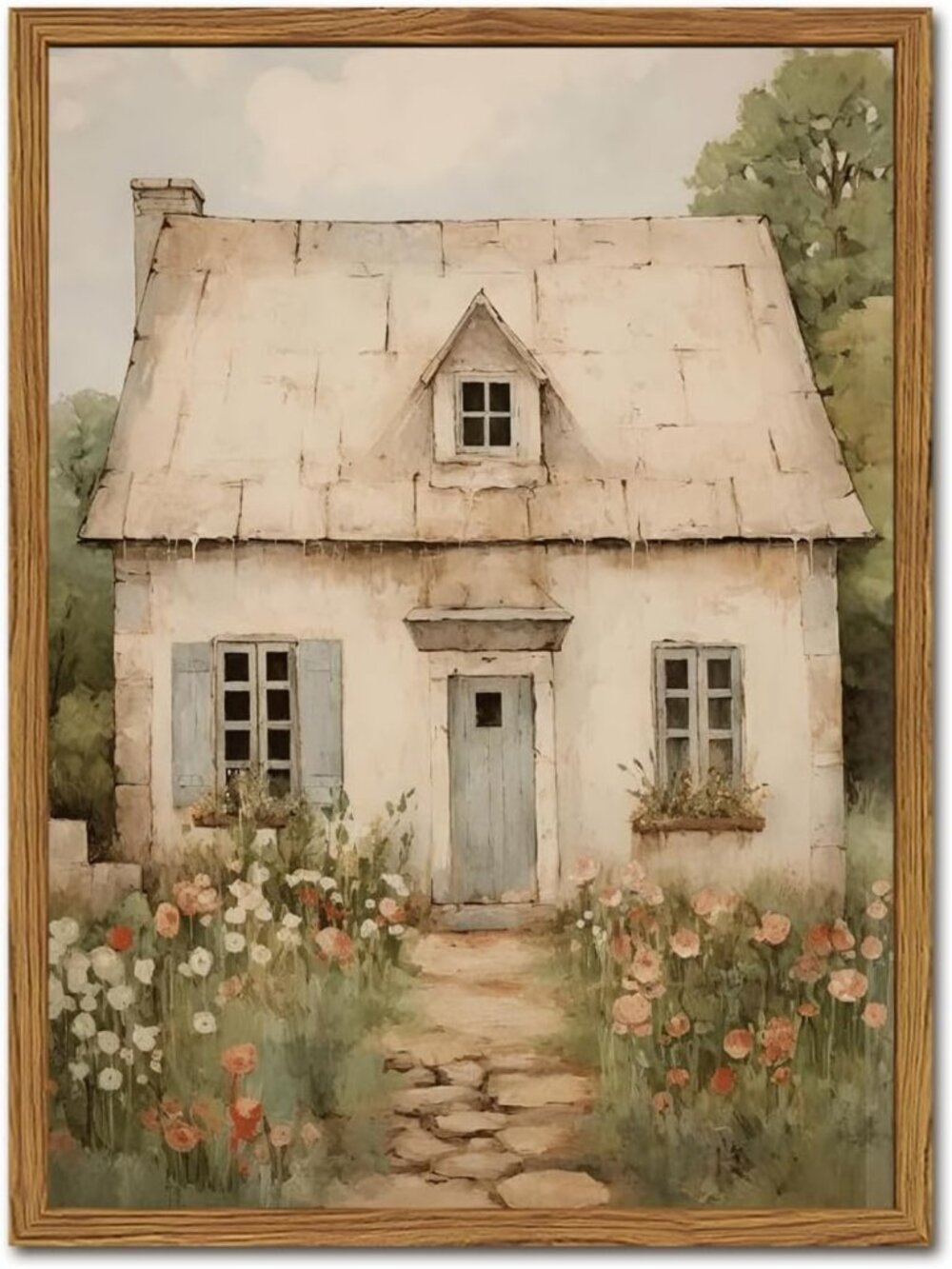 Rustic Vintage French Country Wall Art, Modern Farmhouse Canvas Print, 12x16